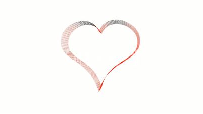Rotation of heart.Grid,mesh,love,red,symbol,heart,valentine,romance,illustration,holiday,