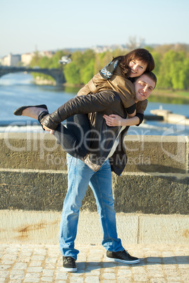 Young couple on the Charles Bridge