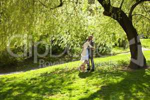 just married standing under the greenwood tree