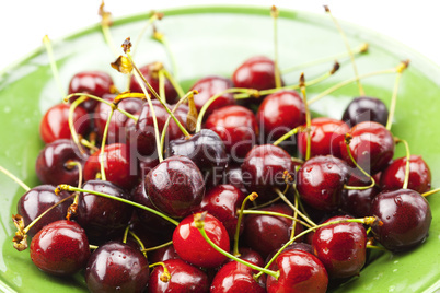 Cherries in a plate isolated on white