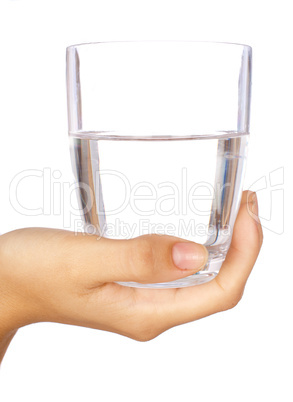 Hand holding a glass of water