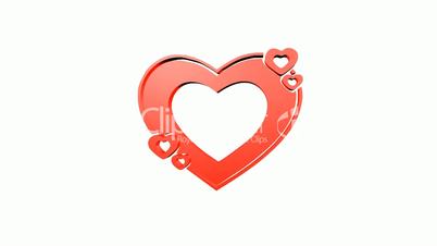 Rotation of 3D heart.love,red,symbol,heart,valentine,romance,illustration,holiday,
