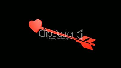 Rotation of 3D heart.bow,arrow,love,red,symbol,heart,valentine,romance,illustration,holiday,