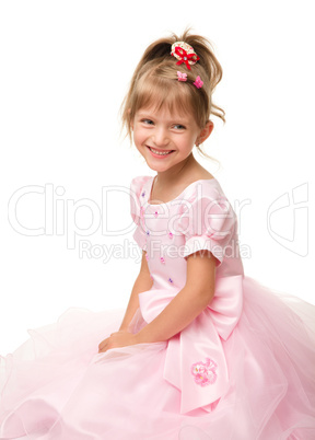 Cute little girl in pink dress