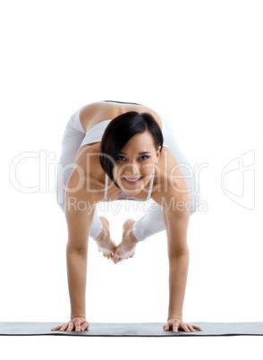 Beauty woman exercise arm balance yoga