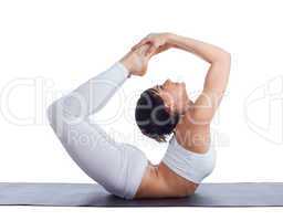 woman in back bends yoga - bow pose isolated