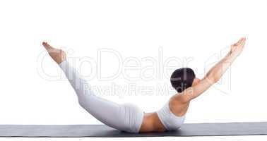 woman exercise bend yoga pose on rubber mat