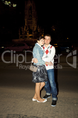 young couple on the streets of Prague nightlife