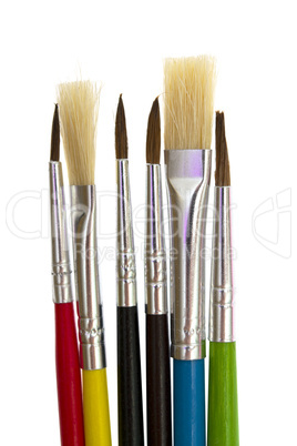 set of brushes for painting on white