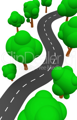 Die S-Kurve mit Bäumen