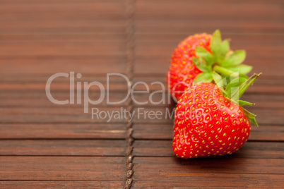 Strawberries on a bamboo mat