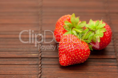 Strawberries on a bamboo mat