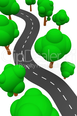 Illustration - Die S-Kurve im Wald