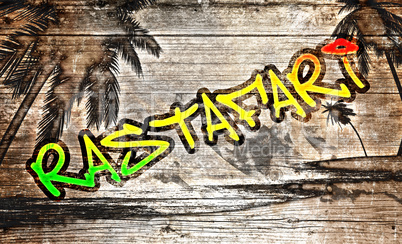 Rastafari Grafitti auf altem Holzbrett