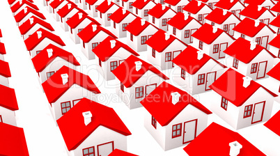 Haus an Haus gebaut - rot weiß