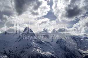 High Mountains in clouds