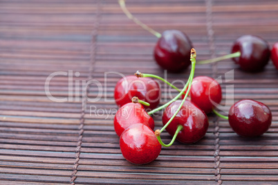 cherry on bamboo mat