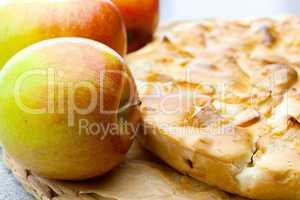 still life of apple pie and apple