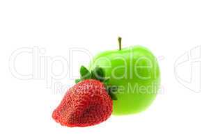 apples and strawberries isolated on white