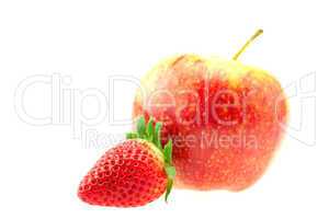 apples and strawberries isolated on white