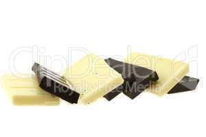 dark and white chocolate isolated on white