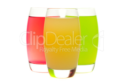 colorful cocktails with fruit isolated on white