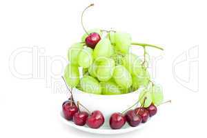 grapes cherry in the cup is isolated on white