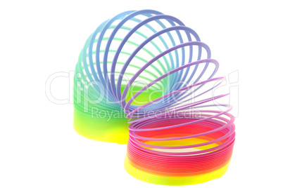 Colorful toy spring isolated on white