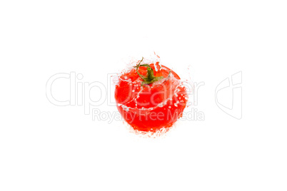 tomatoes with splashes of water isolated on white