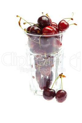 cherry in a glass isolated on white