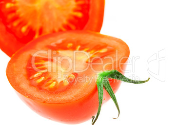 half of tomato isolated on white