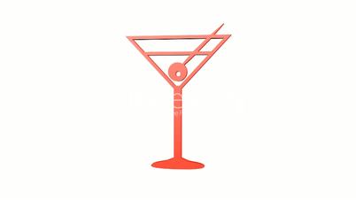 Rotation of 3D Cocktail glass.alcohol,wine,drink,beverage,liquor,martini,vodka,water,rum,