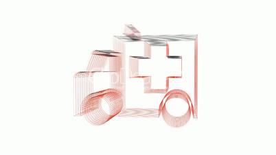 Rotation of 3D Ambulance.grid,mesh,emergency,medical,help,rescue,urgent,vehicle,hospital,health,Sketch,