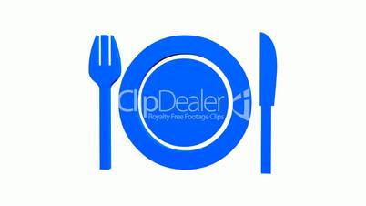 Rotation of 3D Tableware.dishware,kitchen,fork,knife,flatware,spoon,metal,dinner,restaurant,