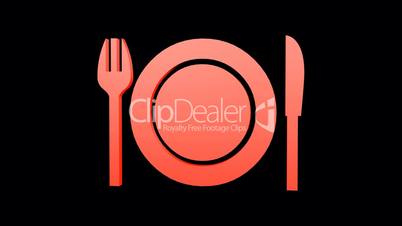 Rotation of 3D Tableware.dishware,kitchen,fork,knife,flatware,spoon,metal,dinner,restaurant,