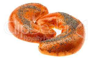 bread with poppy seeds isolated on white