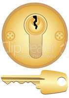Gold keyhole and key