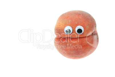 Peach with eyes isolated on white