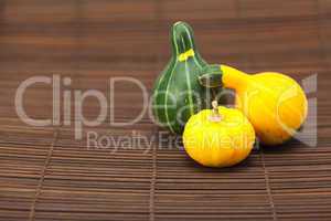 China pumpkin on a bamboo mat