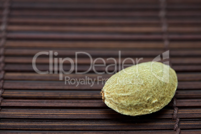 Almonds on a bamboo mat