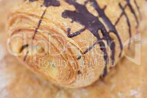 bread  and roll with chocolate isolated on white