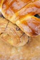 bread, roll with poppy seeds and roll with chocolate isolated on