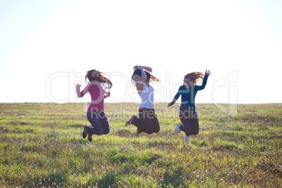 beautiful teenager  woman jumping outdoors