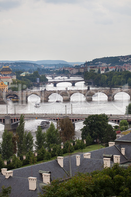 background of the bridges of Prague