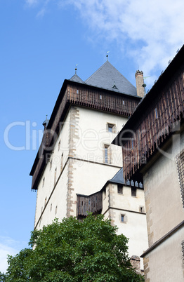 towers of the fortress against the sky and hills