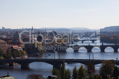 background of the bridges of Prague