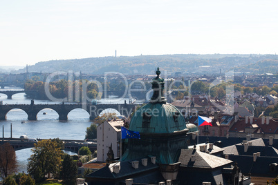 background of the bridges of Prague