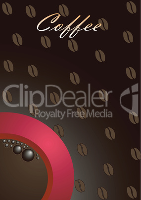 Coffee background with red cup