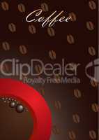 Coffee background with red cup