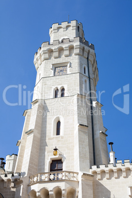 castle tower against the blue sky